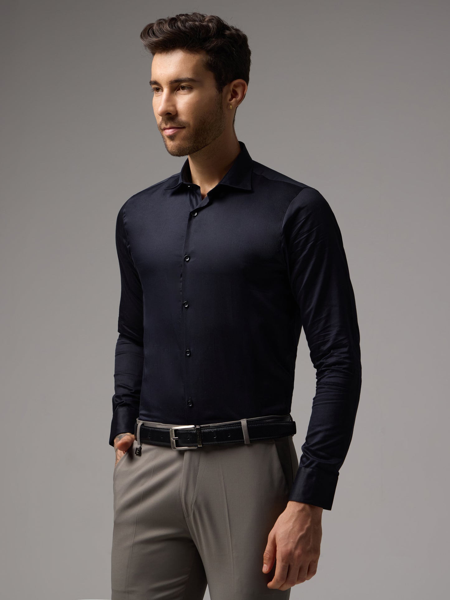Men's Black Slim Fit Formal Shirt
